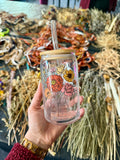 Glass Cup with Bamboo Lid & Glass Straw