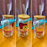 Glass Cup with Bamboo Lid & Glass Straw