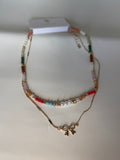 Aisha Layered Multicolor Beaded Bow Charm Necklace