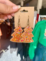 Harmony Gingerbread Tree Cookie Dangly Earrings