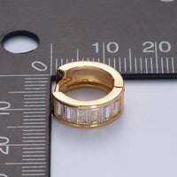 Gladys Gold Filled Clear Baguette Cubic Zirconia Huggie Earrings