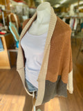 Madina Open Front Colorblock Batwing Knit Cardigan