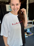 Lynn Cursive Nebraska Puff Split Top