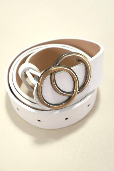 Annabelle Double O Buckle Faux Leather Belt