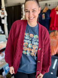Kitty Retro Lantern Sleeve Knitted Cardigan