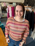 Marlene Boho Striped Knit Bell Sleeve Top