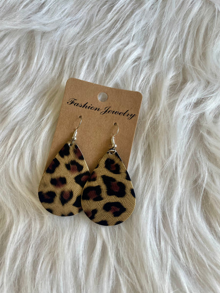 Cheryl Metallic Leopard Leather Earrings