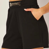 Courtney Knit Crepe Buckle High Rise Shorts