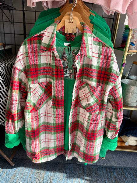 Joni Christmas Plaid Flannel Shacket
