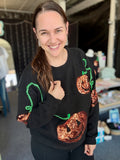 Dionne Sequin Jack-O-Lantern Knit Sweater