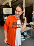 Nettie Cursive Outline Glitter Tigers Split Top