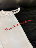 Lynn Cursive Nebraska Puff Split Top