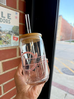 Glass Cup with Bamboo Lid & Glass Straw