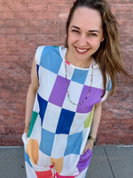 Blake Loose Sleeveless Colorful Checker Jumpsuit