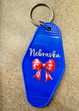 Original Nebraska Bow Sticker for Motel Keychain