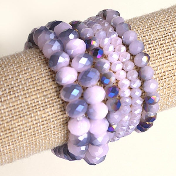 April Glass Beaded Stretch Bracelet Set