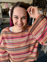 Marlene Boho Striped Knit Bell Sleeve Top