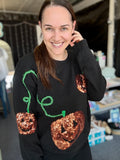 Dionne Sequin Jack-O-Lantern Knit Sweater