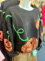 Dionne Sequin Jack-O-Lantern Sweater