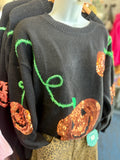 Dionne Sequin Jack-O-Lantern Sweater
