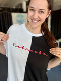 Lynn Cursive Nebraska Puff Split Top
