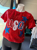 Betsy Patriotic Sequin USA Top