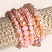 April Glass Beaded Stretch Bracelet Set