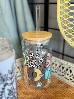 Glass Cup with Bamboo Lid & Glass Straw