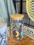 Glass Cup with Bamboo Lid & Glass Straw