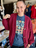 Kitty Retro Lantern Sleeve Knitted Cardigan