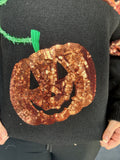 Dionne Sequin Jack-O-Lantern Knit Sweater