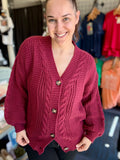 Kitty Retro Lantern Sleeve Knitted Cardigan