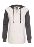 MV Sport - Women's French Terry Hooded Pullover with Colorblocked Sleeves