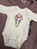 Noelle Floral Cross Infant & Toddler Long Sleeve