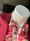 Aisha Layered Multicolor Beaded Bow Charm Necklace