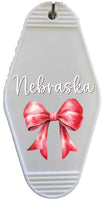 Original Nebraska Bow Sticker for Motel Keychain