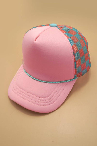 Tamera Foam Front Checker Mesh Back Trucker Hat