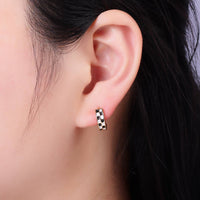 Jazmine Gold Filled Checkered Enamel Huggie Earrings