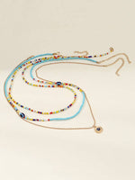 Rihanna Beaded Multi-Colored Three-Piece Necklace Set