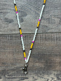 Lara Pencil Teacher Seed Bead Lanyard with Breakaway Clasp