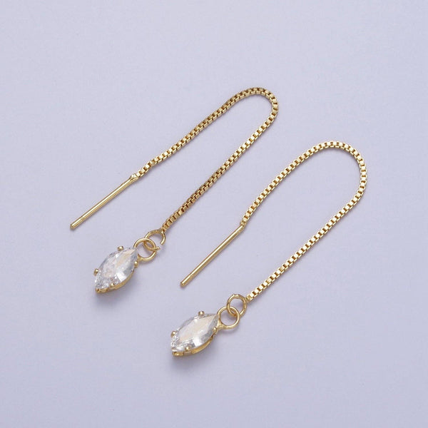 Viola Gold CZ Box Chain Threader Earrings