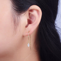 Viola Gold CZ Box Chain Threader Earrings