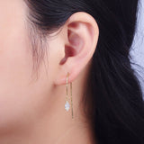 Viola Gold CZ Box Chain Threader Earrings