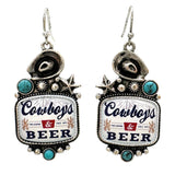 Geraldine Cowboys Beer Dangle Earrings