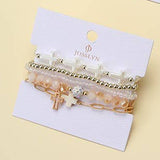 Shanna Cross Charm Mixed Bead Bracelet Set
