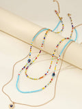 Rihanna Beaded Multi-Colored Three-Piece Necklace Set
