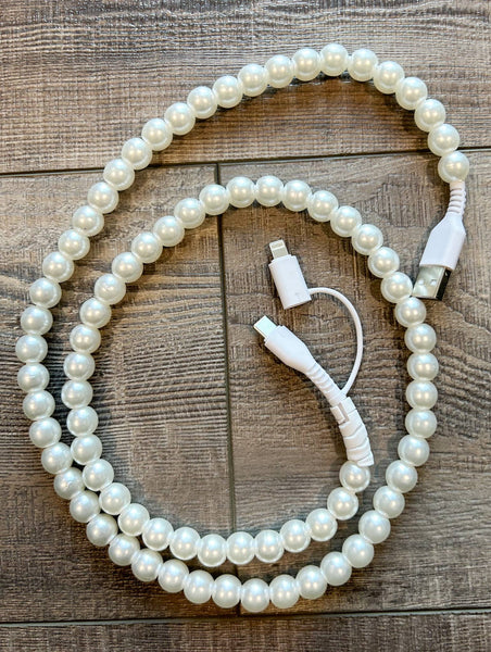 Jenna Beaded Phone Charger with Lightning & USB-C Cable