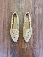 Monroe Raffia Woven Pointed-Toe Flats